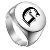 Chevalière massive initiale G personnalisée, plateau gravé acier inoxydable