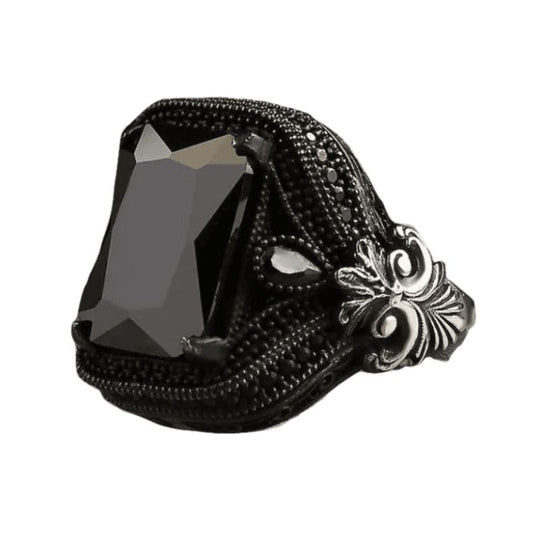 Chevalière Zircon Noir Homme