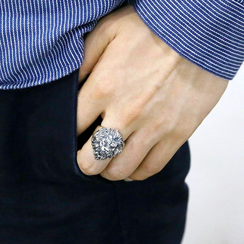 Bague Homme Argent Chevalière Tête de Lion | Boutique Lion Bague Homme Argent Chevalière Tête de Lion | Boutique Lion