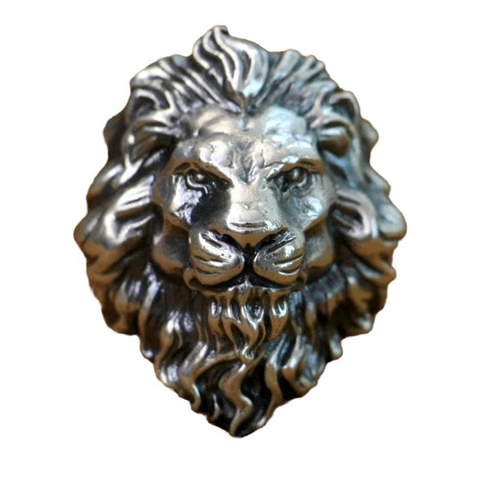 Chevalière Tête de Lion Argent Massif