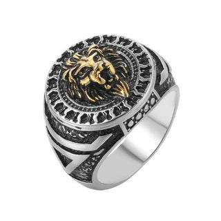 bague acier homme lion