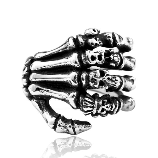 Bague Acier Main de Squelette