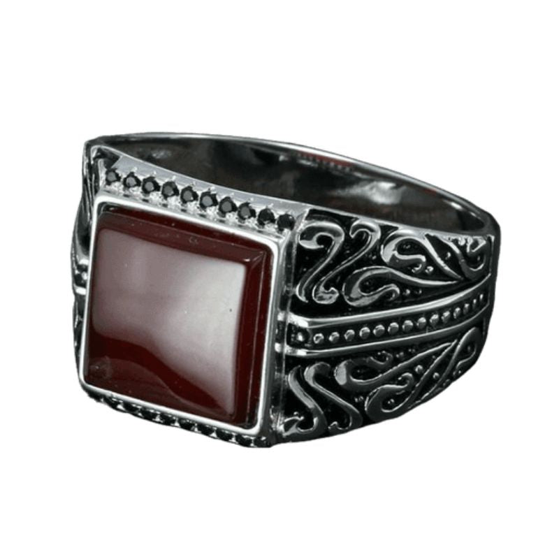bague agate rouge homme