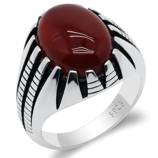 Bague Agate Rouge Naturelle