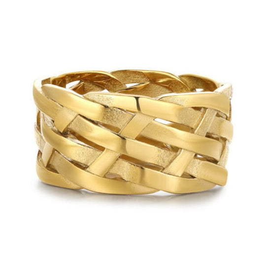 Bague Ancienne Argent Doré Tressé