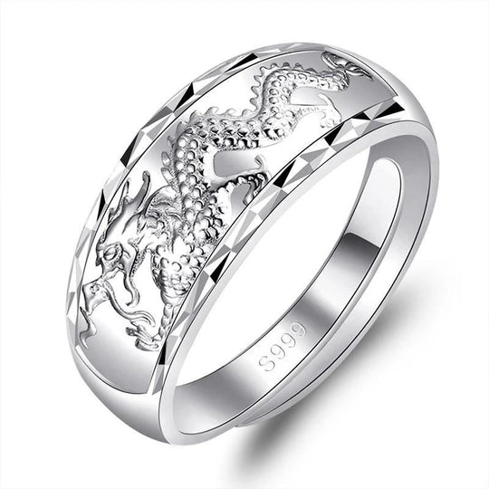 Bague Argent avec un Dragon
