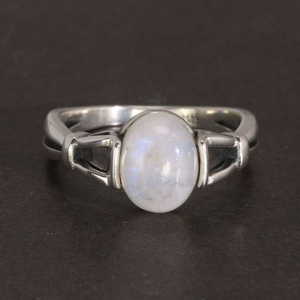 Bague En Argent Massif Et Pierre De Lune - Style Dôme/chevalière - Occasion élégante