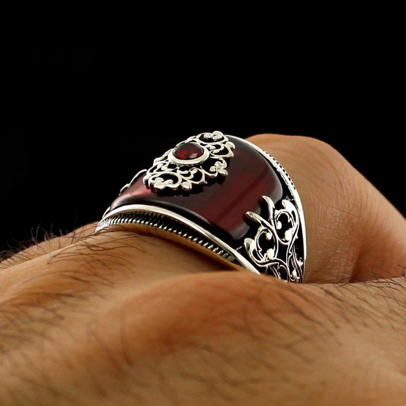 Bague Argent Massif Avec Pierres, Taille 56, Poids 10,6g, Occasion