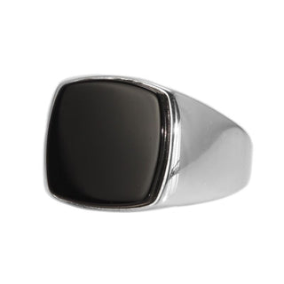 bague argent onyx carré homme