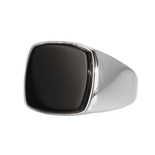 Bague Argent Onyx Carré Homme