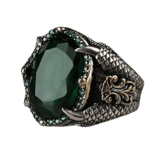 Bague Argent Pierre Ovale Sertie de Griffes