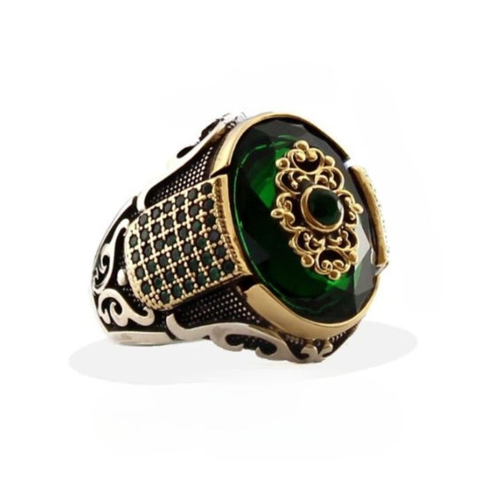 Bague Argent Zircon Vert