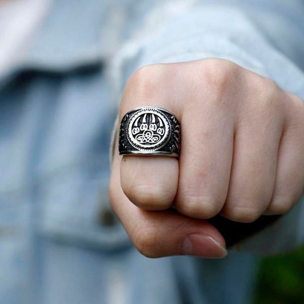 Bague En Argent Avec Blason Royal - Taille 59, Occasion Très Bon état, Taille Modifiée