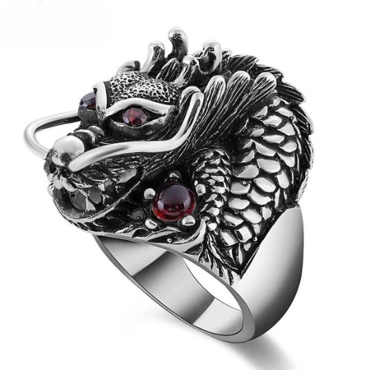 Bague Chevalière Argent Dragon pour Homme