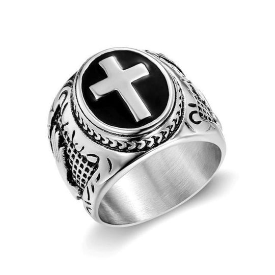 Bague Croix Fond Noir