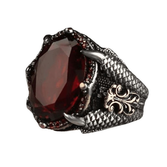 Bague Griffe Pierre Rouge