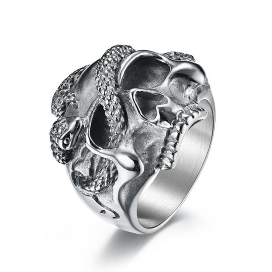 Bague Homme Crâne Serpent