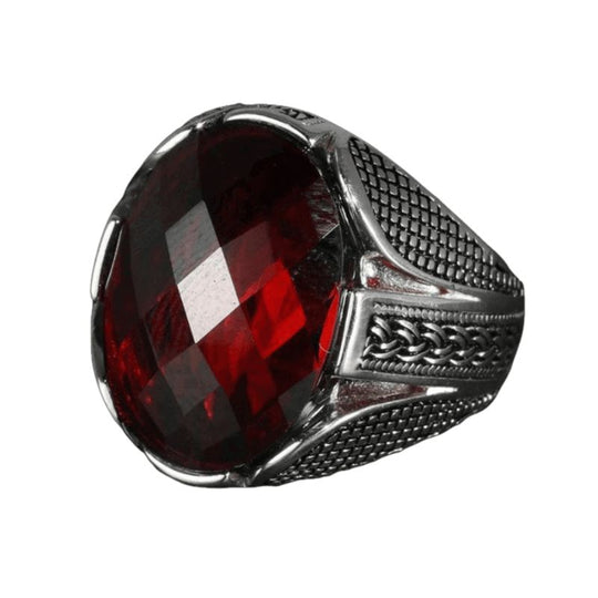 Bague Homme Zircon Rouge