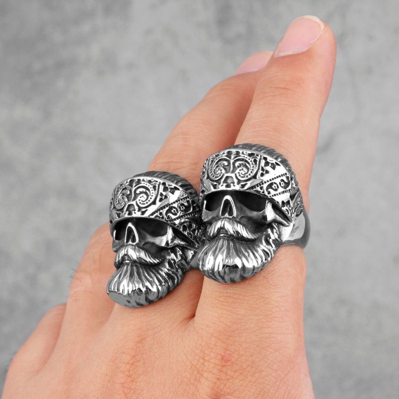 Bague Homme Tête De Mort En Acier Inoxydable - Style Gothique Argenté | Cadeau Anniversaire, Saint-Valentin, Mariage