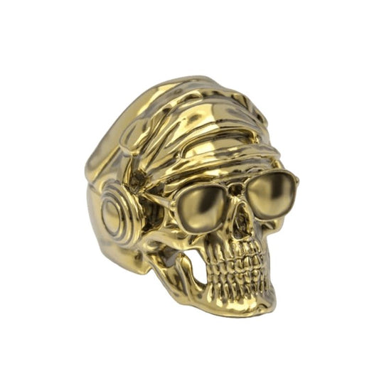 Bague Tête de Mort Casque Or