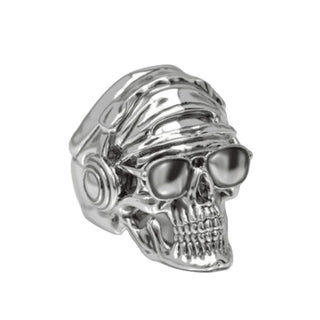 bague tête de mort or blanc