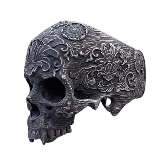 Bague Tête de Mort Fleur