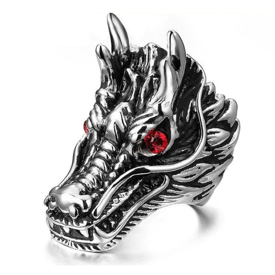 Chevalière Acier Dragon pour Homme