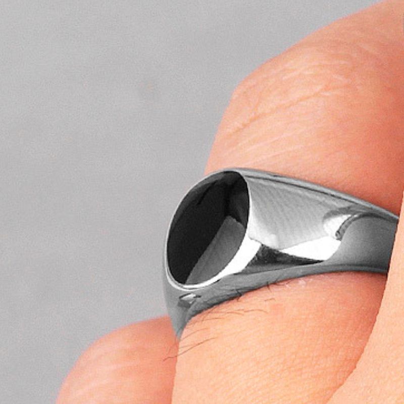 Bague Anneau Chevalière En Acier Argenté – Taille 62 – Occasion Bon état