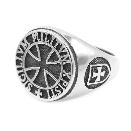 Chevalière Argent Cachet Templier