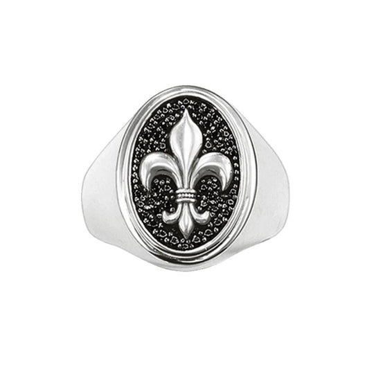 Chevalière Argentée avec Fleur de Lys