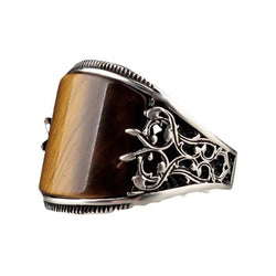 chevalière homme pierre oeil du tigre