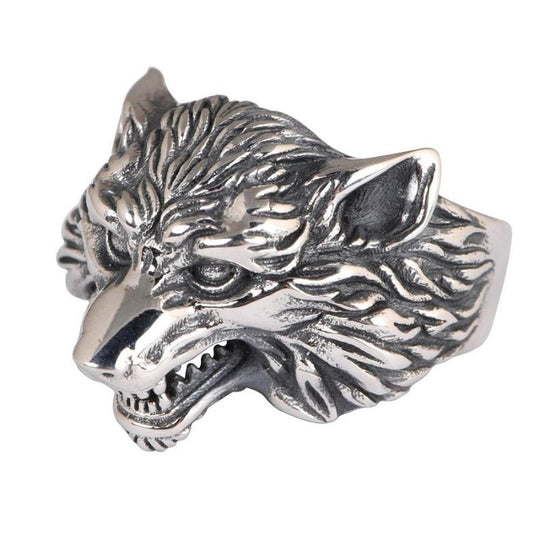 Chevalière Homme Tête de Loup Argent