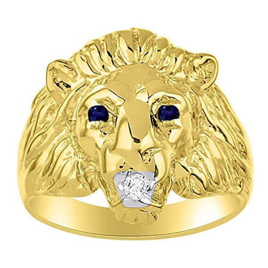 Chevalière Lion Or Yeux de Saphir