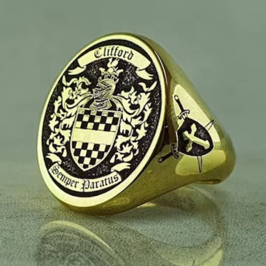 Chevalière Plaqué Or Armoiries Personnalisable