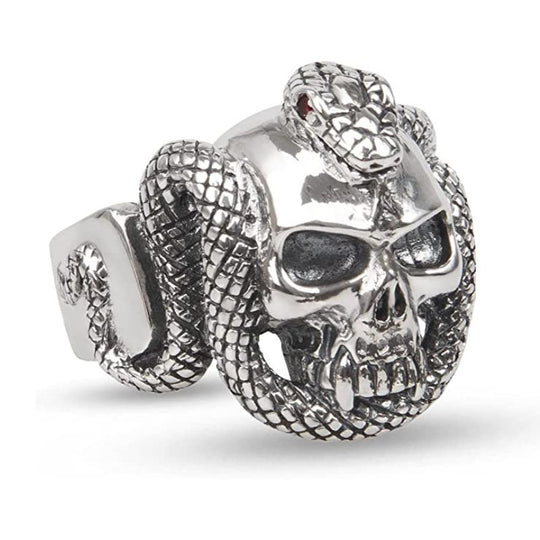 Chevalière Tête de Mort avec Serpent